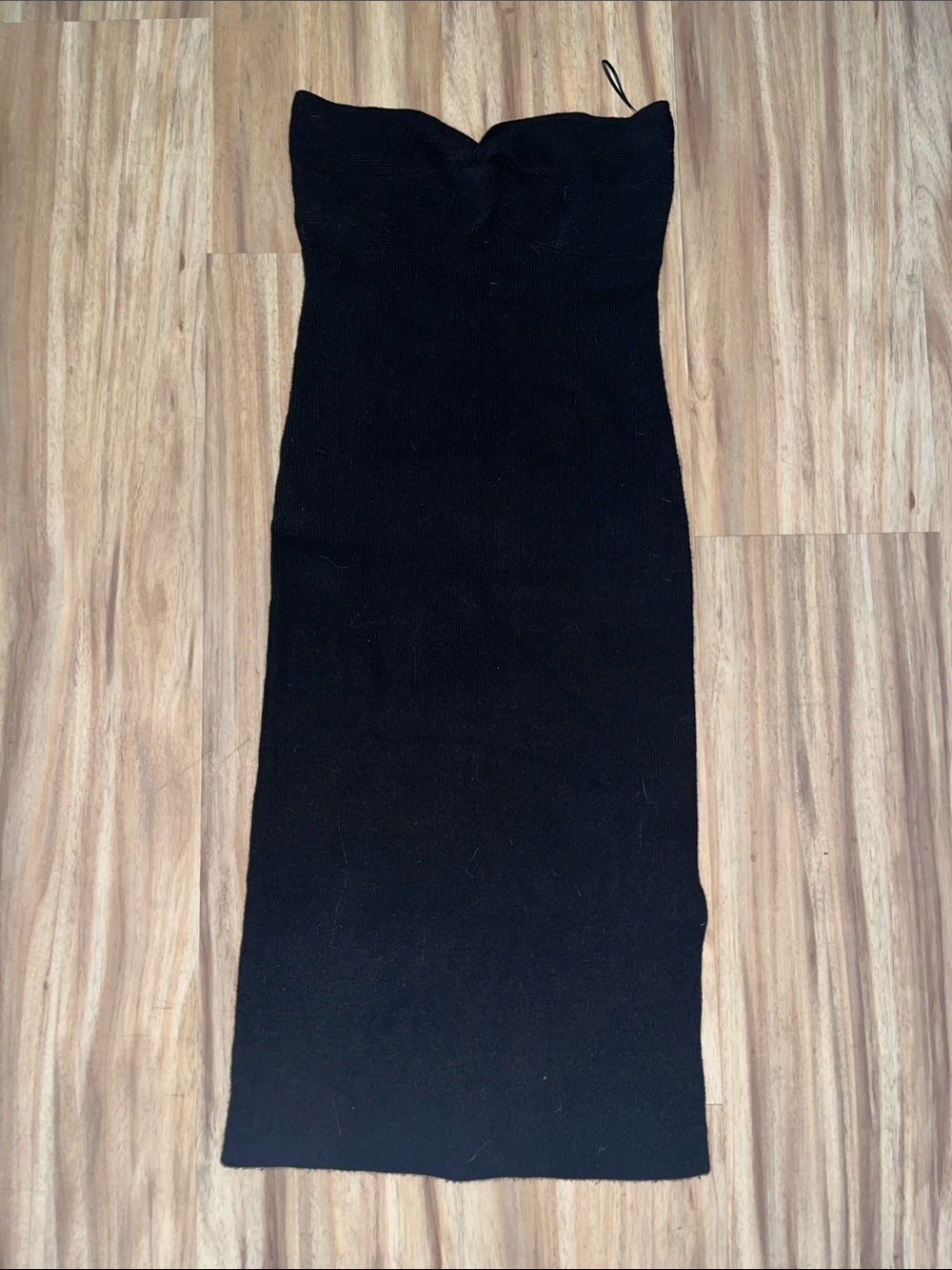 Bar III ribbed strapless max dress with slit